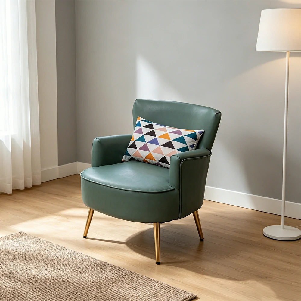 LIVARA Leather Sofa - Modern Living Room Lounge Couch - Cyan