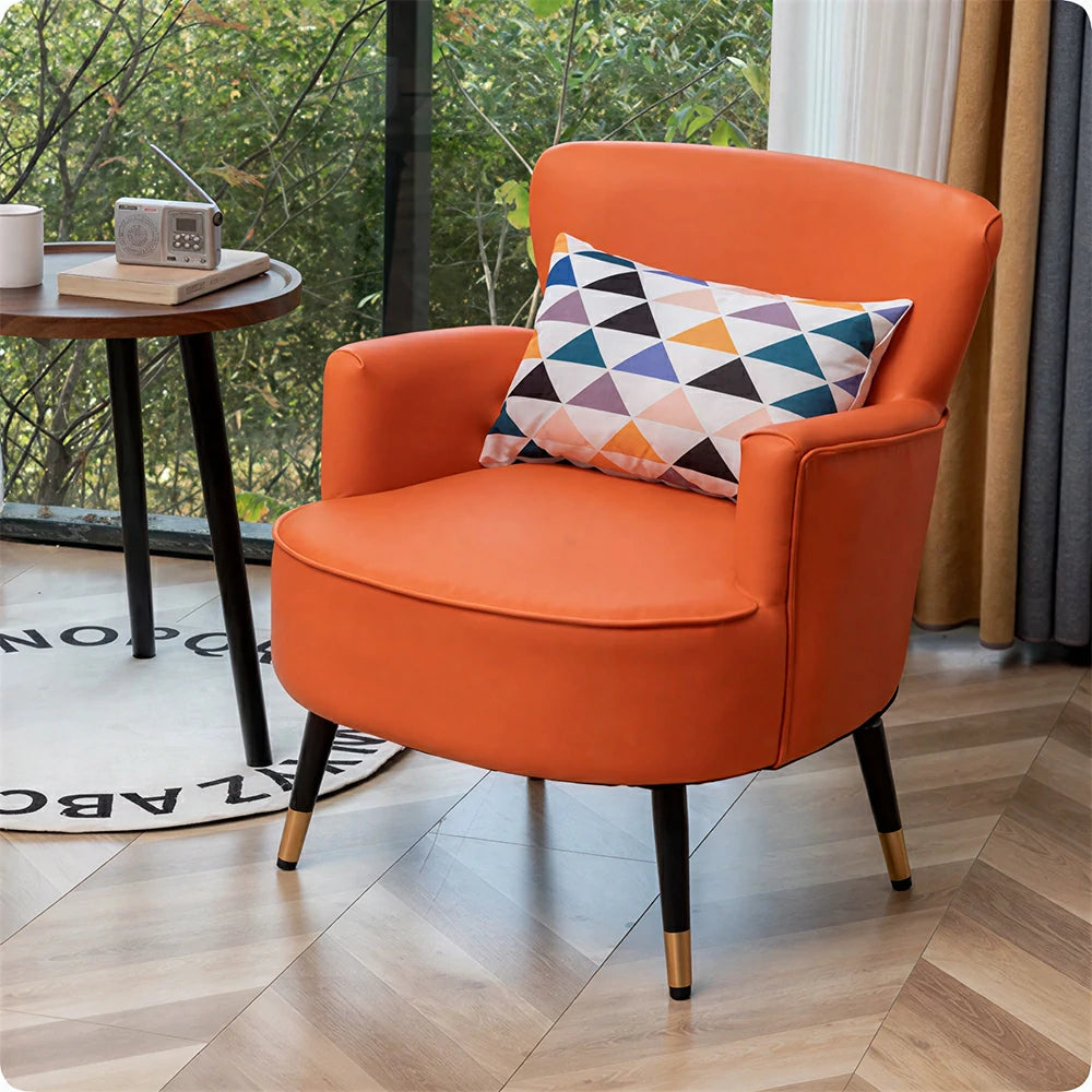 LIVARA Leather Sofa - Modern Living Room Lounge Couch - Orange