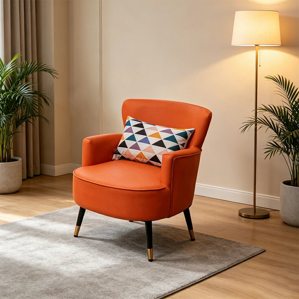 LIVARA Leather Sofa - Modern Living Room Lounge Couch - Orange