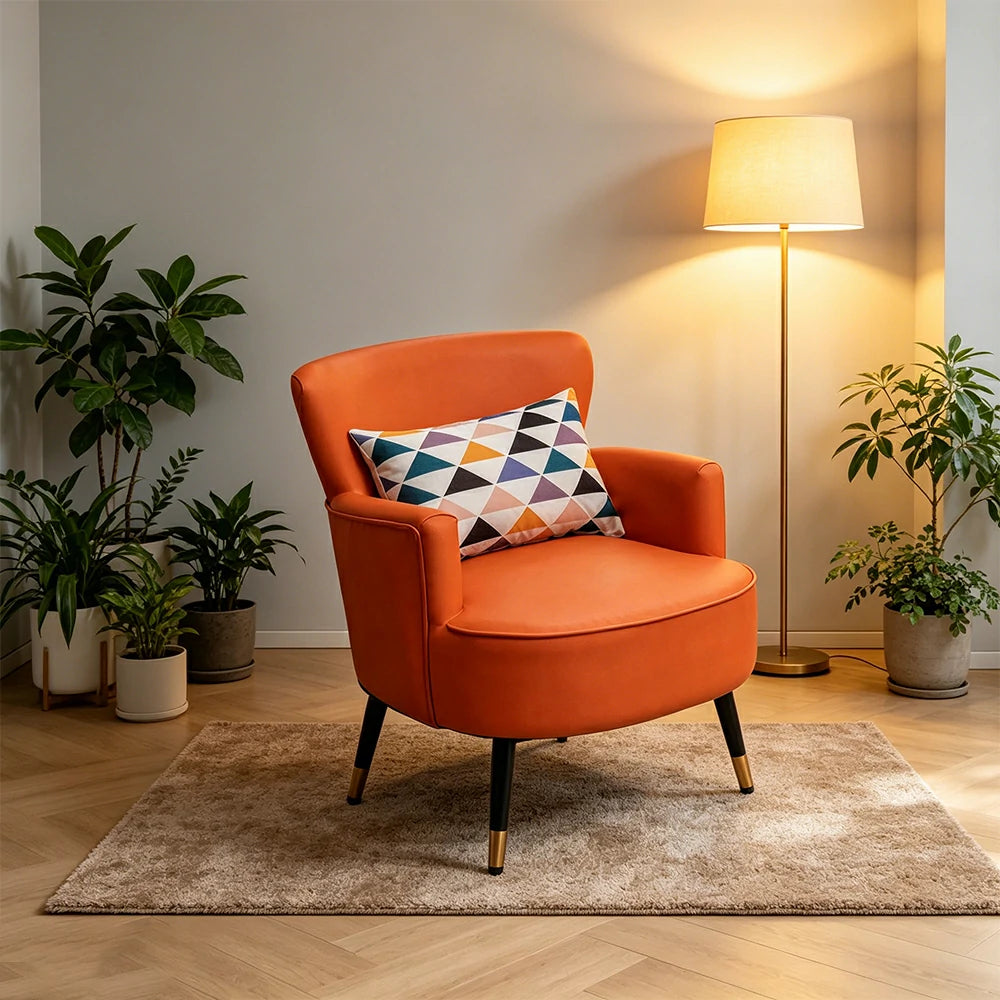 LIVARA Leather Sofa - Modern Living Room Lounge Couch - Orange
