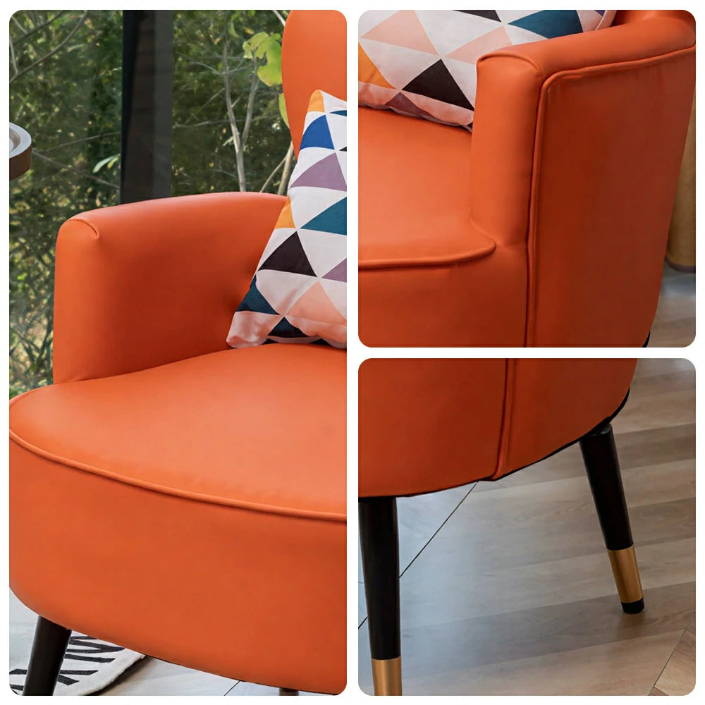 LIVARA Leather Sofa - Modern Living Room Lounge Couch - Orange