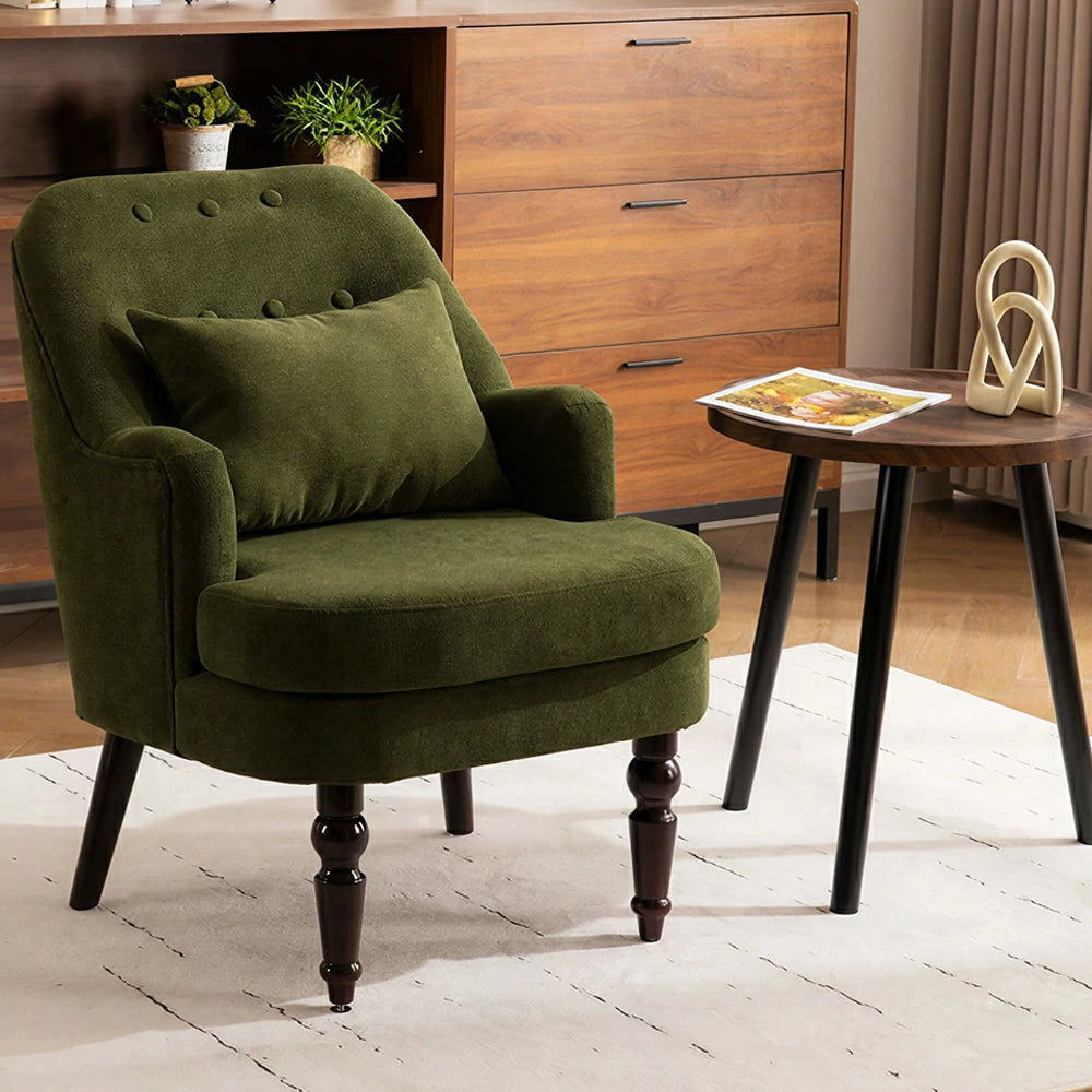LIVARA Corduroy Sofa - Retro Living Room Lounge Couch - Vintage Green
