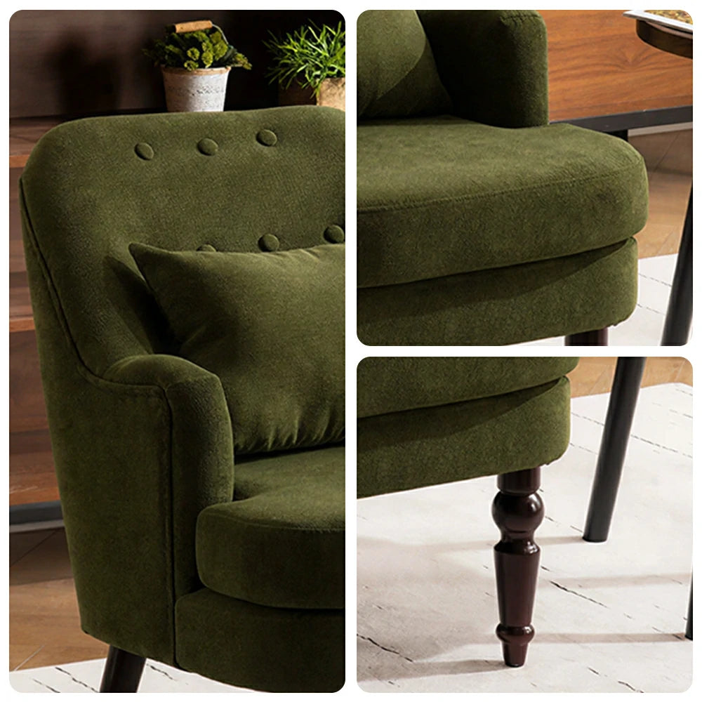 LIVARA Corduroy Sofa - Retro Living Room Lounge Couch - Vintage Green