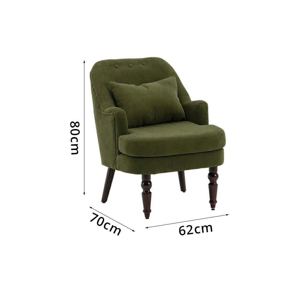 LIVARA Corduroy Sofa - Retro Living Room Lounge Couch - Vintage Green