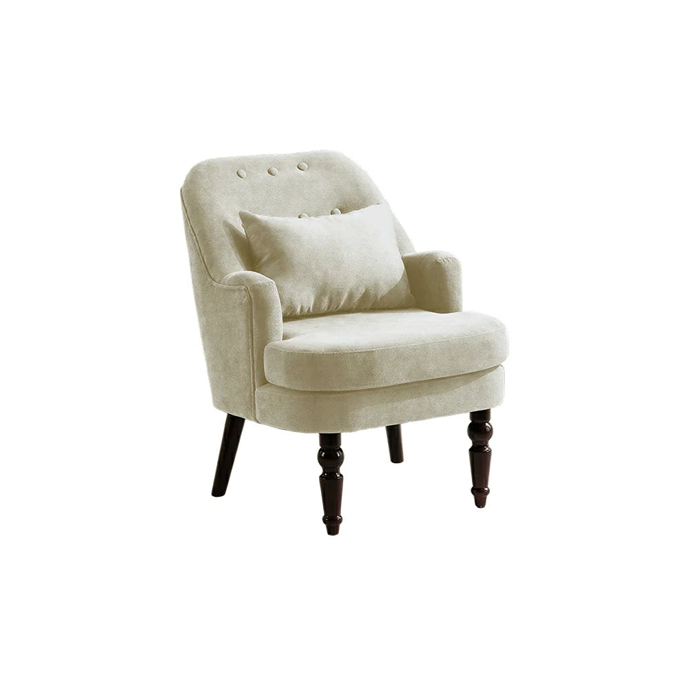 LIVARA Corduroy Sofa - Retro Living Room Lounge Couch - Vintage White