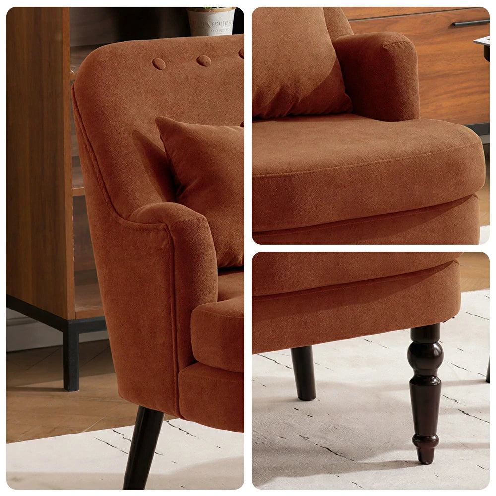 LIVARA Corduroy Sofa - Retro Living Room Lounge Couch - Vintage Brown