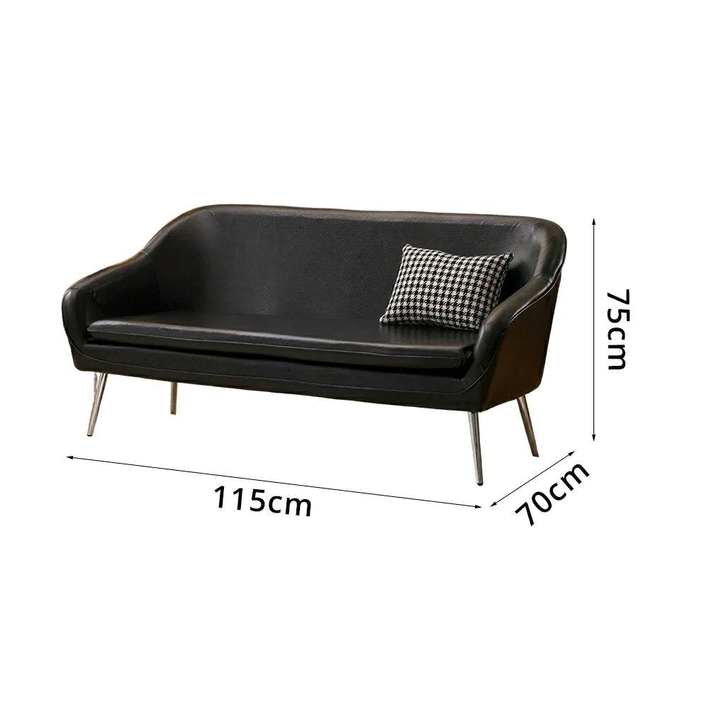 LIVARA Waxed Leather Sofa - Classic Living Room Lounge Couch - Classic Black