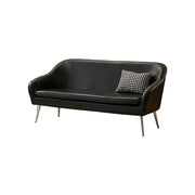 LIVARA Waxed Leather Sofa - Classic Living Room Lounge Couch - Classic Black
