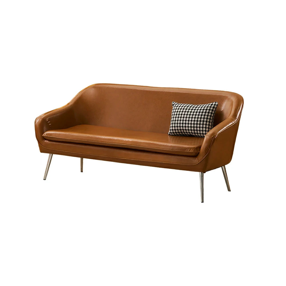 LIVARA Waxed Leather Sofa - Classic Living Room Lounge Couch - Brown
