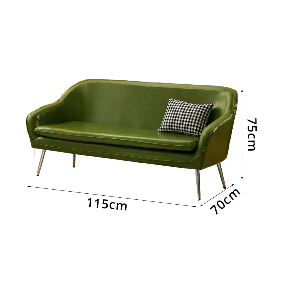 LIVARA Waxed Leather Sofa - Classic Living Room Lounge Couch - Green
