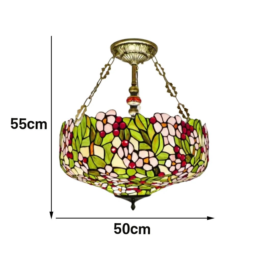 LIVARA European Vintage Stained Glass Chandelier Handcrafted Multi-Light Design 50cm Bedroom Dining Hallway Staircase