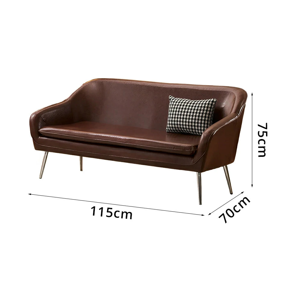 LIVARA Waxed Leather Sofa - Classic Living Room Lounge Couch - Reddish Brown