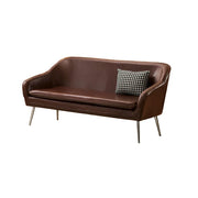 LIVARA Waxed Leather Sofa - Classic Living Room Lounge Couch - Reddish Brown