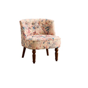 LIVARA Printed Velvet Accent Chair - Floral Single Sofa for Living Room - Pink Garden