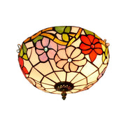 LIVARA Morning Glory Stained Glass Ceiling Light Handcrafted Vintage Ambient Lighting 30/40cm Living Room Bedroom Dining