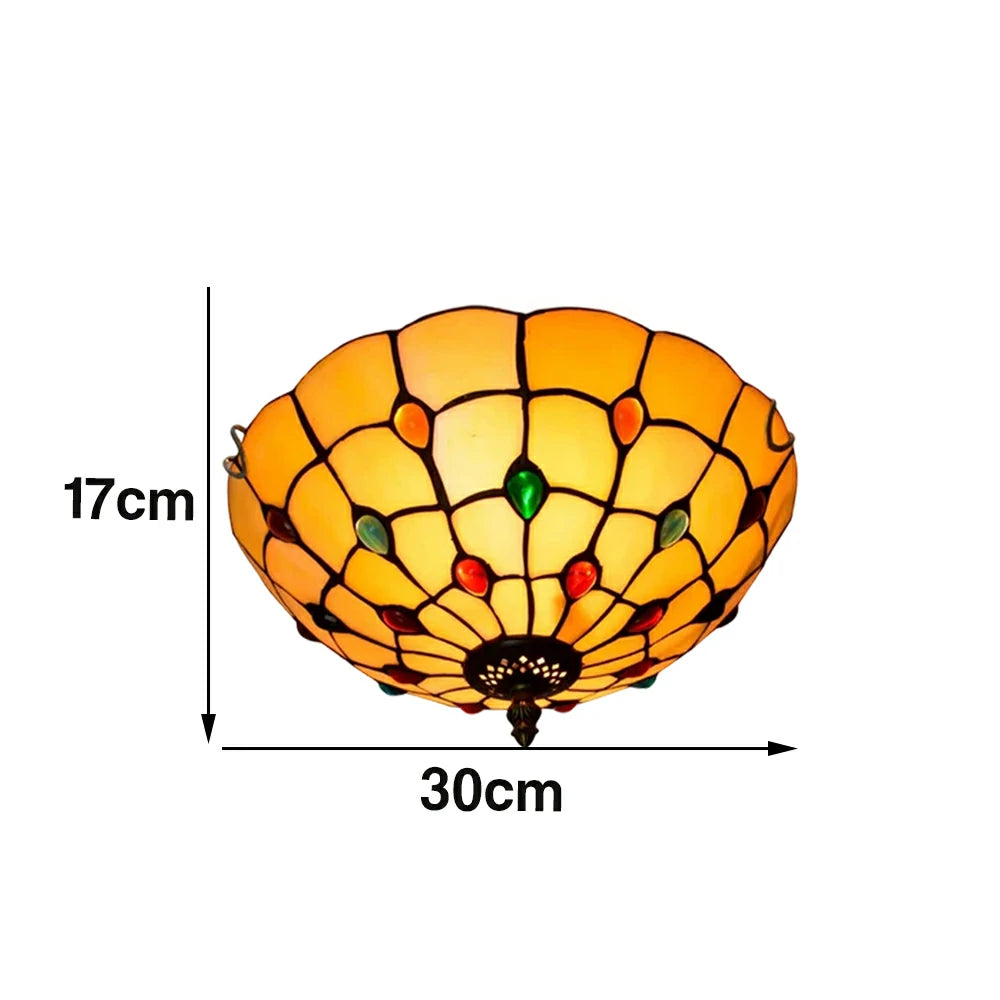 LIVARA Colorful Bead Stained Glass Ceiling Light Handcrafted Vintage Ambient Lighting 30/40cm Living Room Bedroom Dining