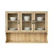 LIVARA Vintage Wall Cabinet - Glass Door Display Storage - Solid Wood Construction - Rustic Distressed Finish for Home or Boutique