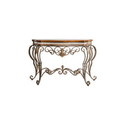 LIVARA Entryway Console Table - Vintage Iron Frame Display Table for Hallway - Antique Brown