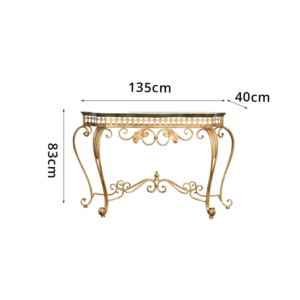 LIVARA Jinyun Entryway Console Table - Curved Metal Frame Display Table for Hallway - Antique Gold