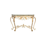 LIVARA Jinyun Entryway Console Table - Curved Metal Frame Display Table for Hallway - Antique Gold
