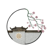 LIVARA Modern Oriental Wall Decor - Hand-Painted Iron Artwork with Plum Blossom - 84cm Living Room Wall Accent - Multicolour