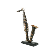 LIVARA Vintage Musical Decor - Iron Saxophone Ornament for Industrial Style Display - 53cm Living Room Accent - Bronze