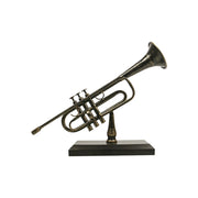 LIVARA Vintage Musical Decor - Iron Trumpet Ornament for Industrial Style Display - 46cm Living Room Accent - Bronze