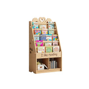 LIVARA Kids Bookshelf - Swan Design Multi-Tier Book Storage Cabinet 60cm - Natural Wood