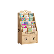 LIVARA Kids Bookshelf - Swan Design Multi-Tier Book Storage Drawer Cabinet 60cm - Natural Wood