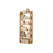 LIVARA Bookshelf - Eco Clear Lacquer Six-Tier Solid Pine Storage Shelf 60cm - Natural Wood