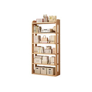 LIVARA Bookshelf - Eco Clear Lacquer Six-Tier Solid Pine Storage Shelf 80cm - Natural Wood