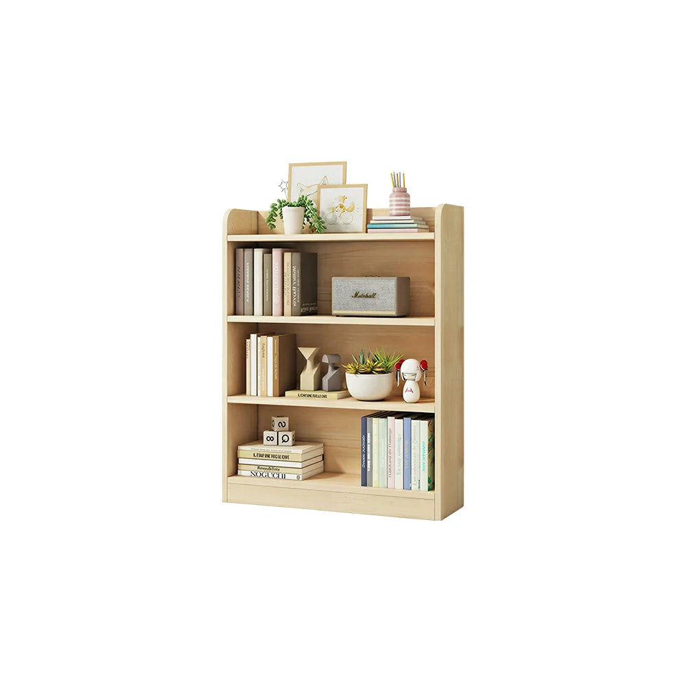 LIVARA Kids Bookshelf - Three-Tier Solid Wood Storage Shelf 60cm for Bedroom Reading Room - Natural Wood