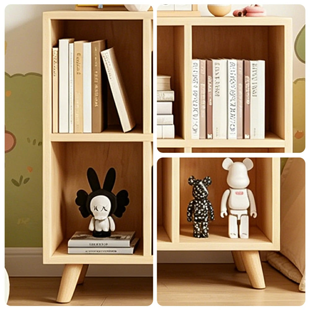 LIVARA Bookshelf - Raised Guardrail Solid Wood Storage Shelf with Legs 180cm - Natural Wood