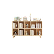 LIVARA Bookshelf - Raised Guardrail Solid Wood Storage Shelf with Legs 180cm - Natural Wood