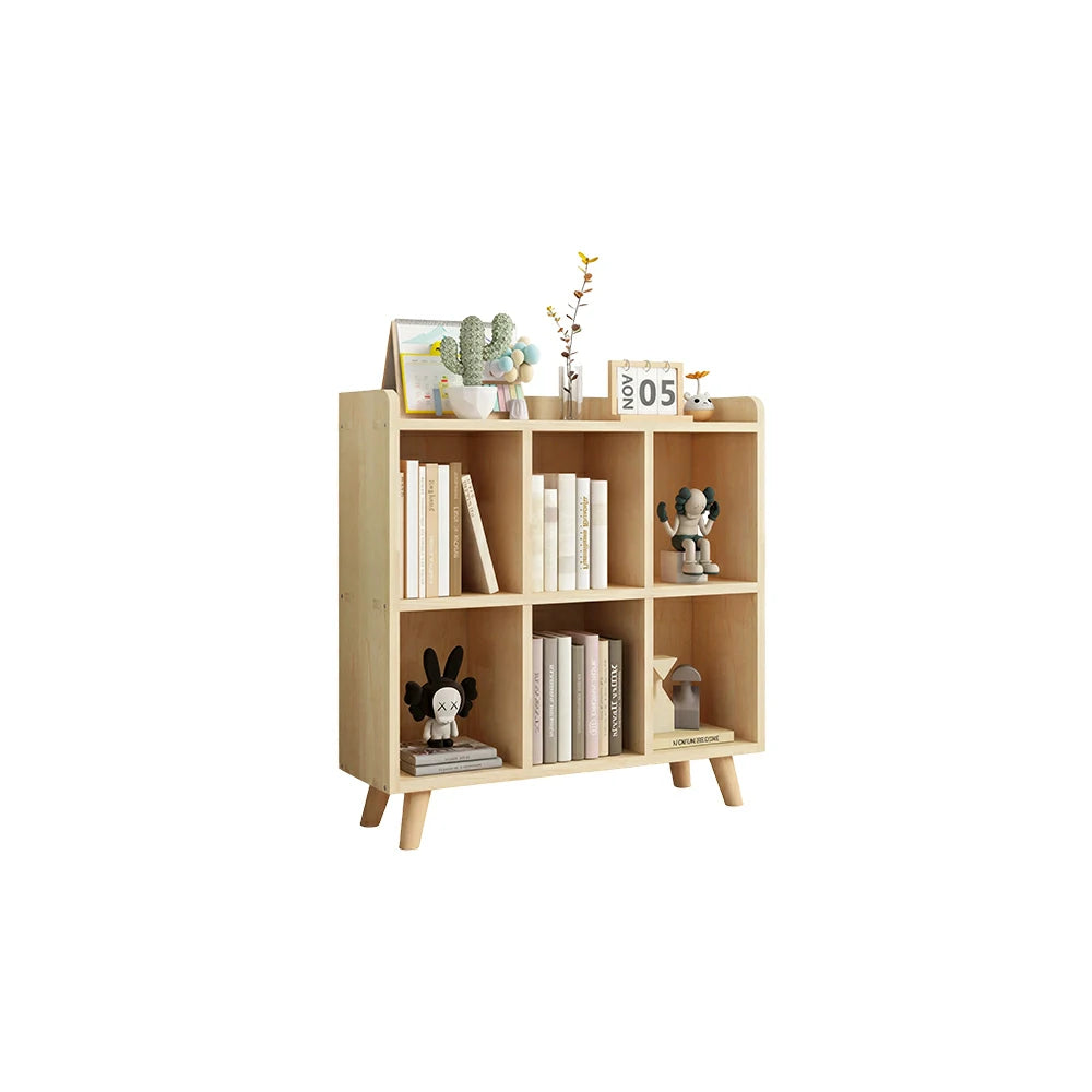 LIVARA Bookshelf - Raised Guardrail Solid Wood Storage Shelf with Legs 90cm - Natural Wood