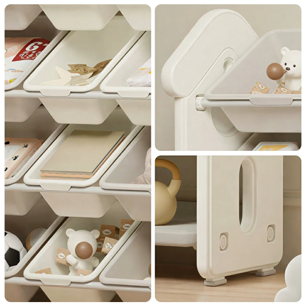 LIVARA Kids Storage Cabinet with Large Capacity Classified Storage 155cm for Kids Room Bedroom and Living Room - White