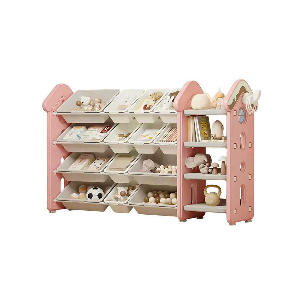 LIVARA Kids Storage Cabinet with Large Capacity Classified Storage 155cm for Kids Room Bedroom and Living Room - Pink