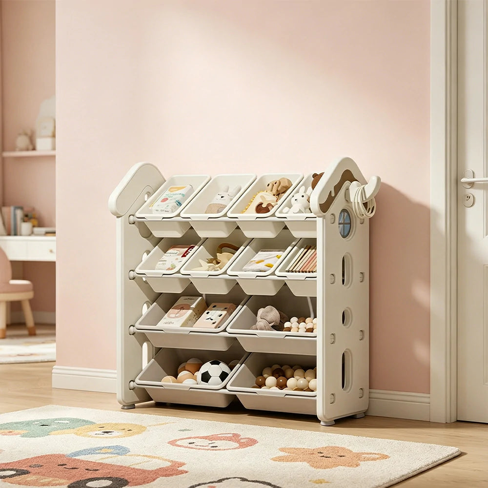 LIVARA Kids Storage Cabinet with Large Capacity Classified Storage 98cm for Kids Room Bedroom and Living Room - White