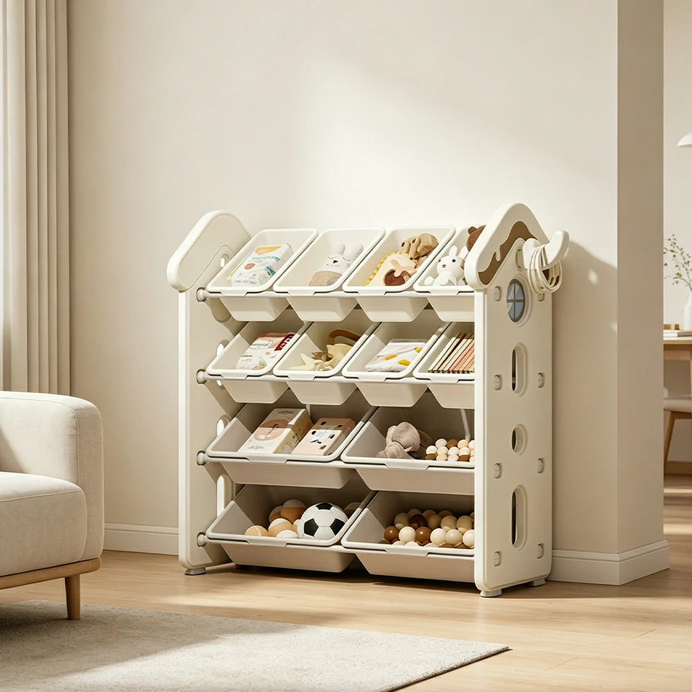 LIVARA Kids Storage Cabinet with Large Capacity Classified Storage 98cm for Kids Room Bedroom and Living Room - White