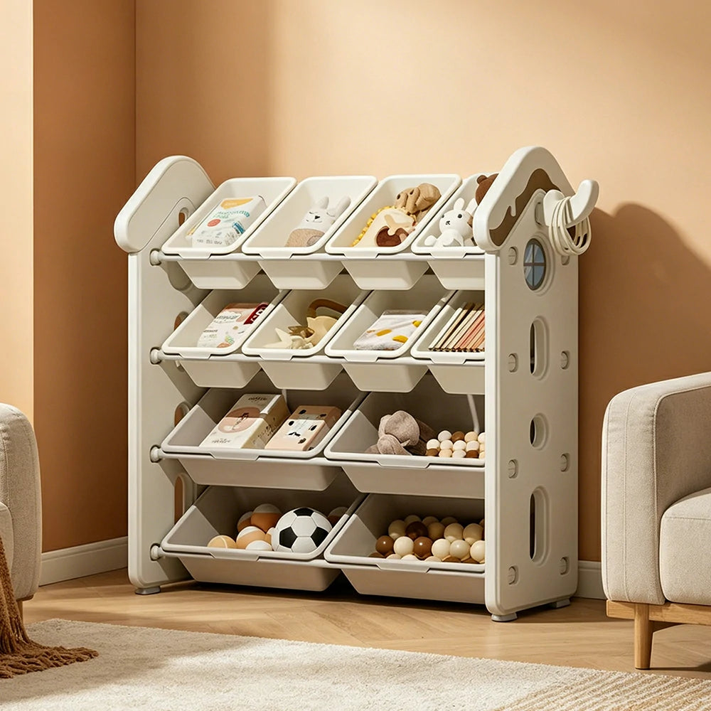 LIVARA Kids Storage Cabinet with Large Capacity Classified Storage 98cm for Kids Room Bedroom and Living Room - White