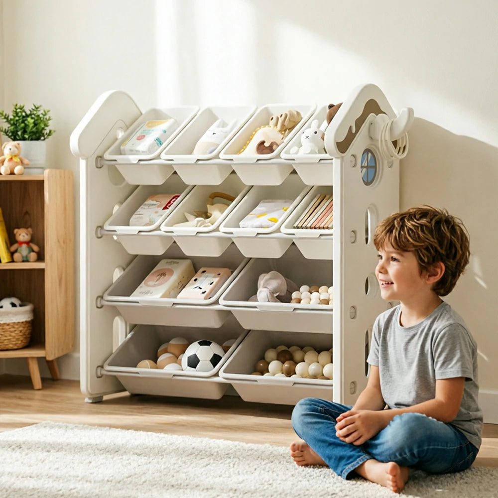 LIVARA Kids Storage Cabinet with Large Capacity Classified Storage 98cm for Kids Room Bedroom and Living Room - White