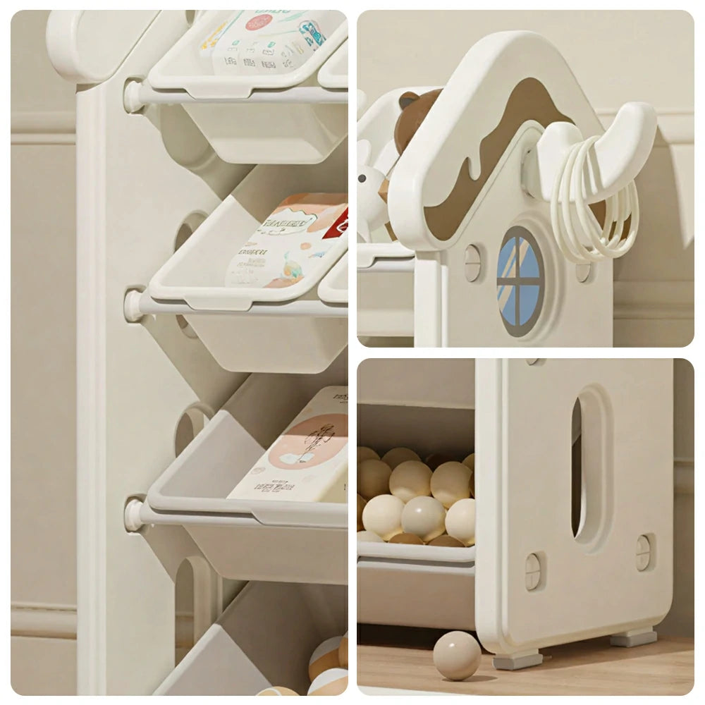 LIVARA Kids Storage Cabinet with Large Capacity Classified Storage 98cm for Kids Room Bedroom and Living Room - White