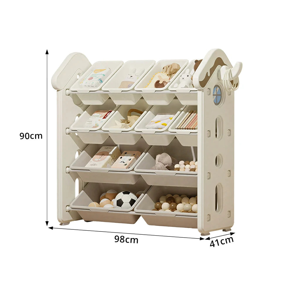 LIVARA Kids Storage Cabinet with Large Capacity Classified Storage 98cm for Kids Room Bedroom and Living Room - White