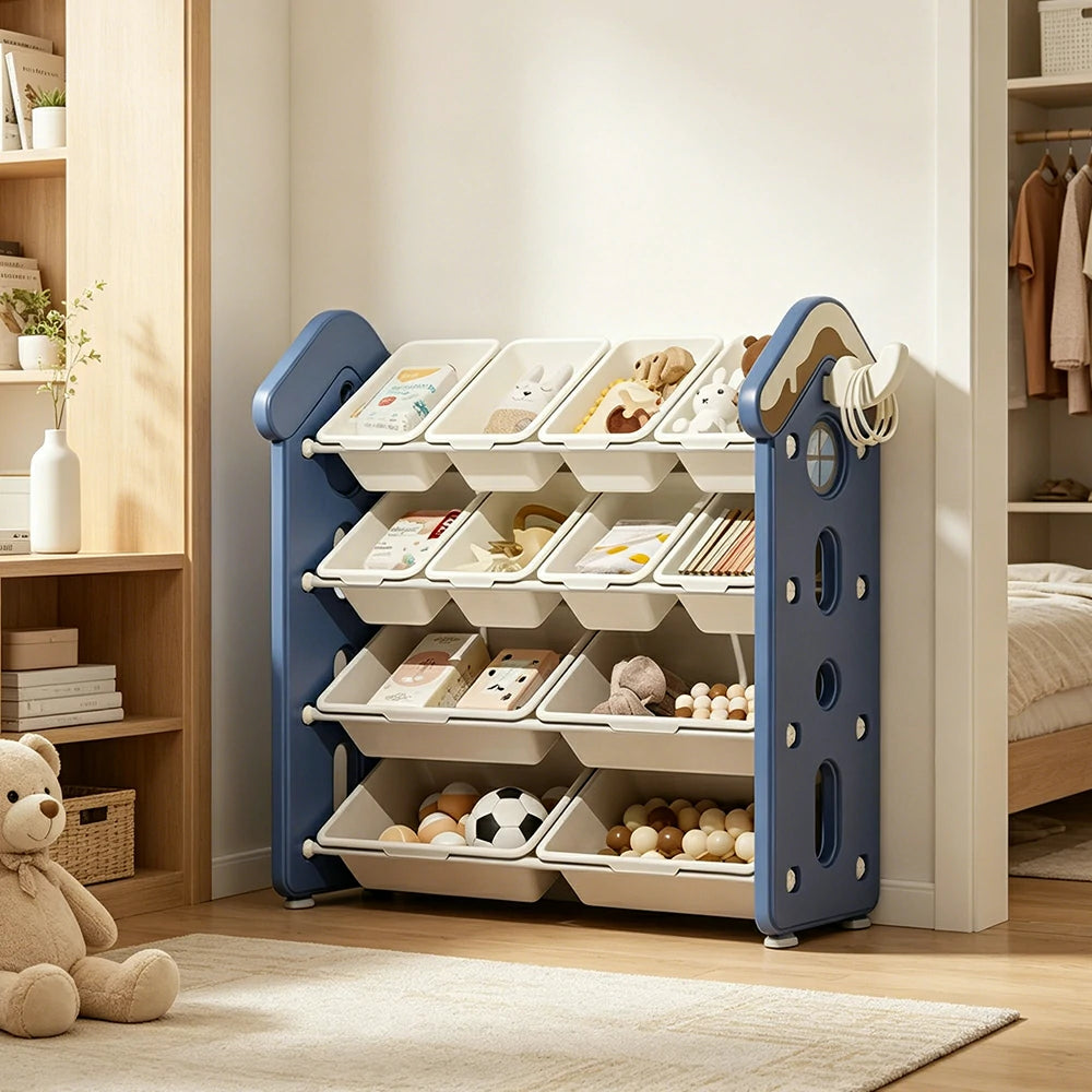 LIVARA Kids Storage Cabinet with Large Capacity Classified Storage 98cm for Kids Room Bedroom and Living Room - Blue