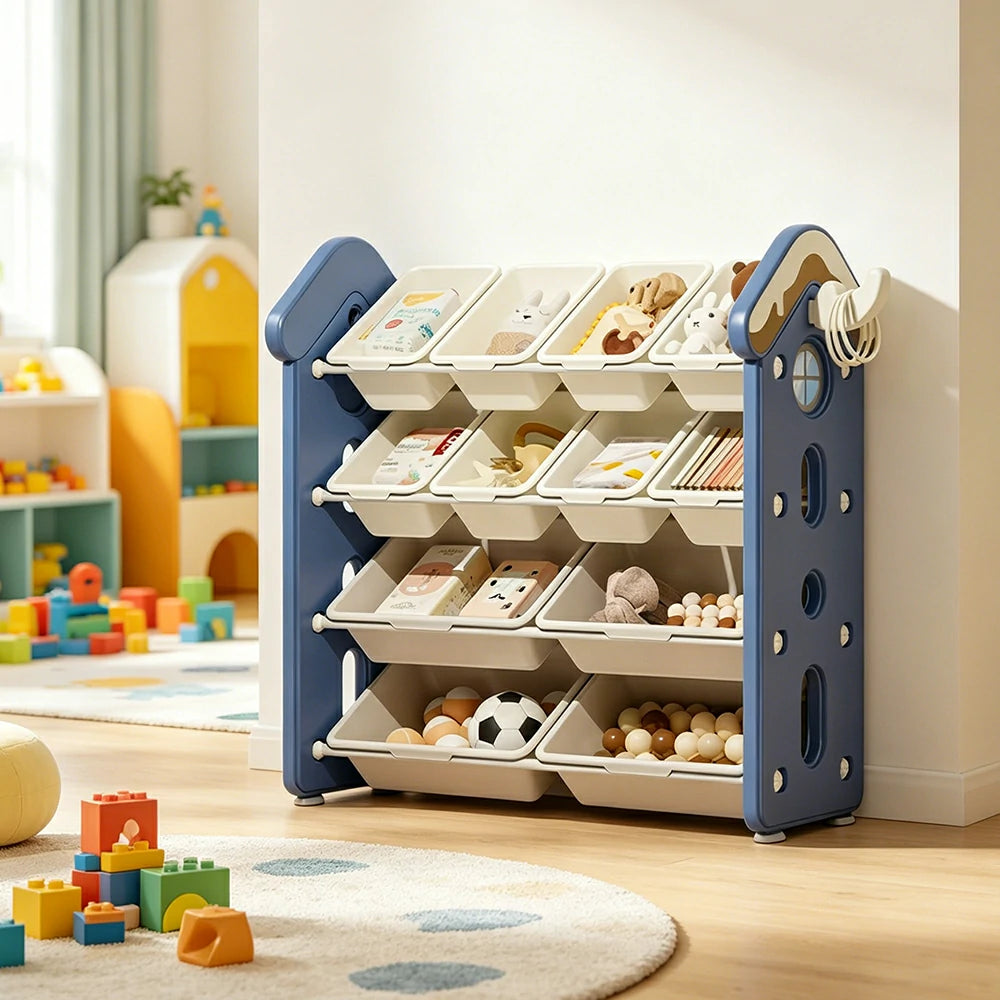 LIVARA Kids Storage Cabinet with Large Capacity Classified Storage 98cm for Kids Room Bedroom and Living Room - Blue