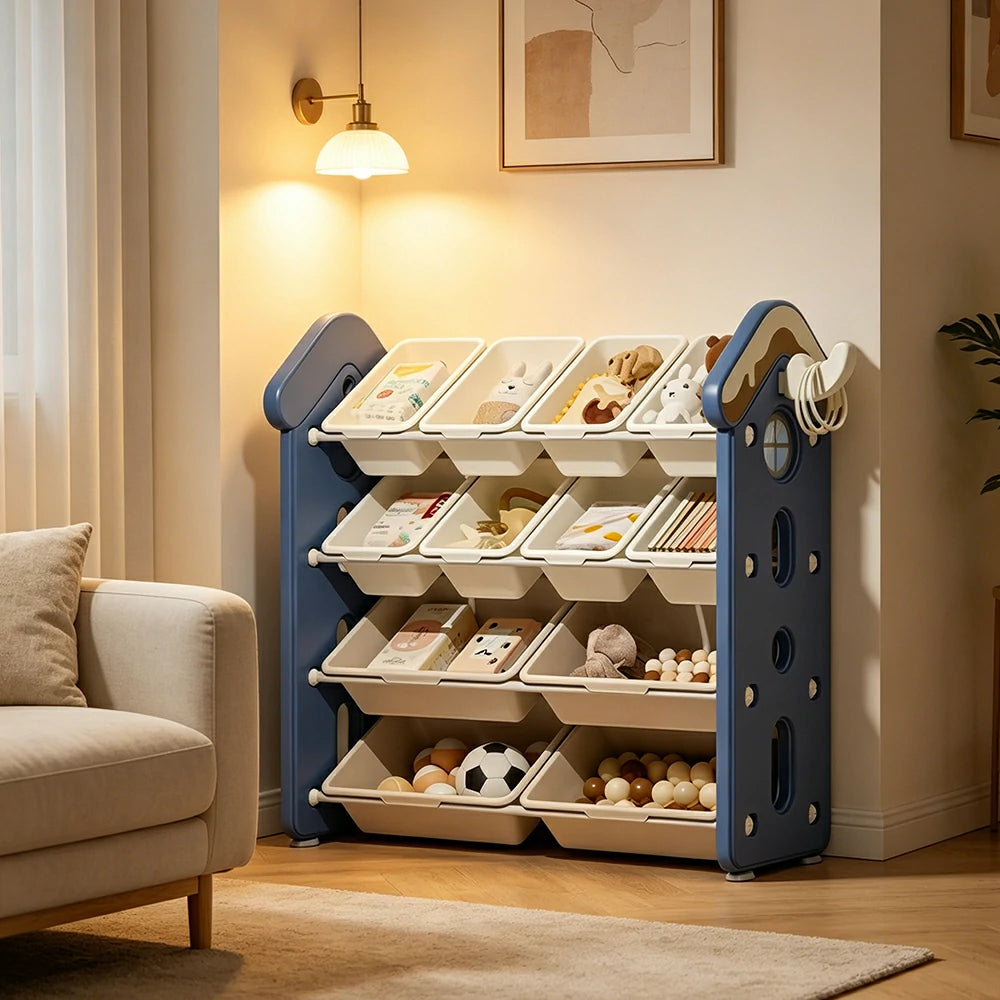 LIVARA Kids Storage Cabinet with Large Capacity Classified Storage 98cm for Kids Room Bedroom and Living Room - Blue