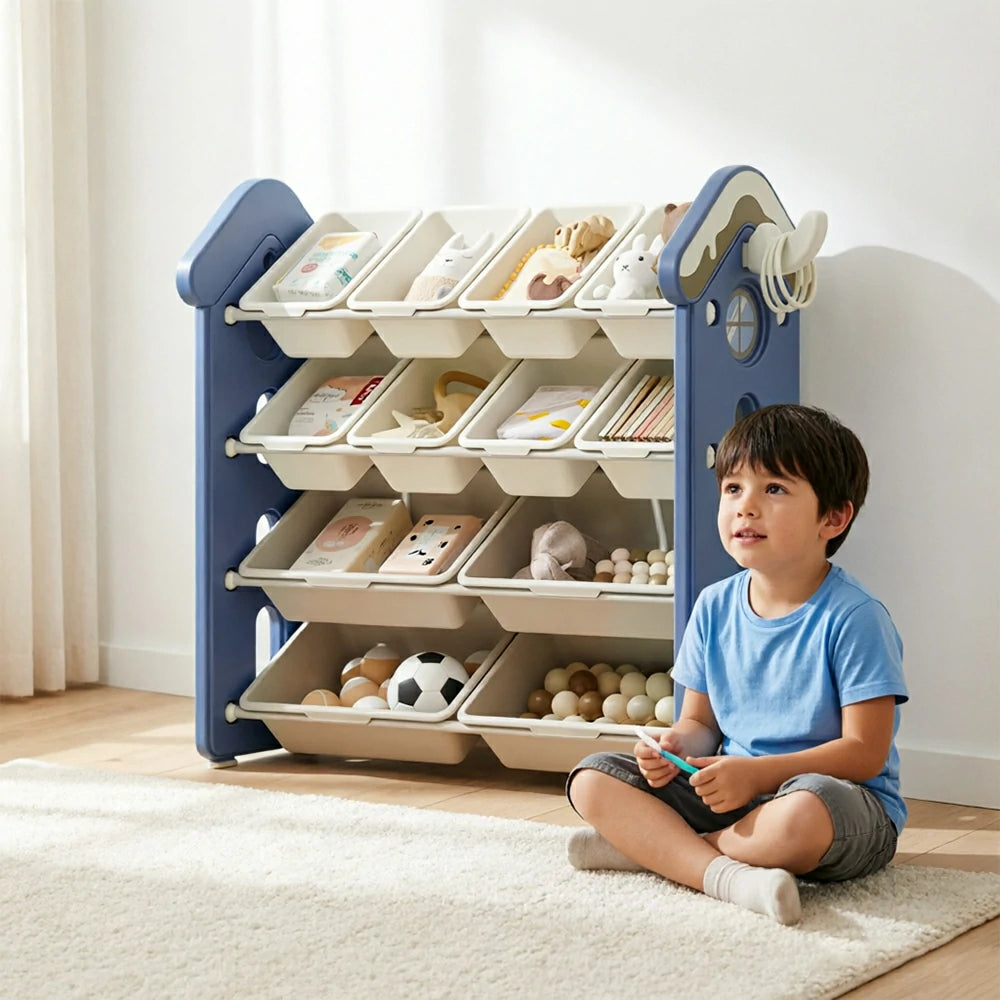 LIVARA Kids Storage Cabinet with Large Capacity Classified Storage 98cm for Kids Room Bedroom and Living Room - Blue