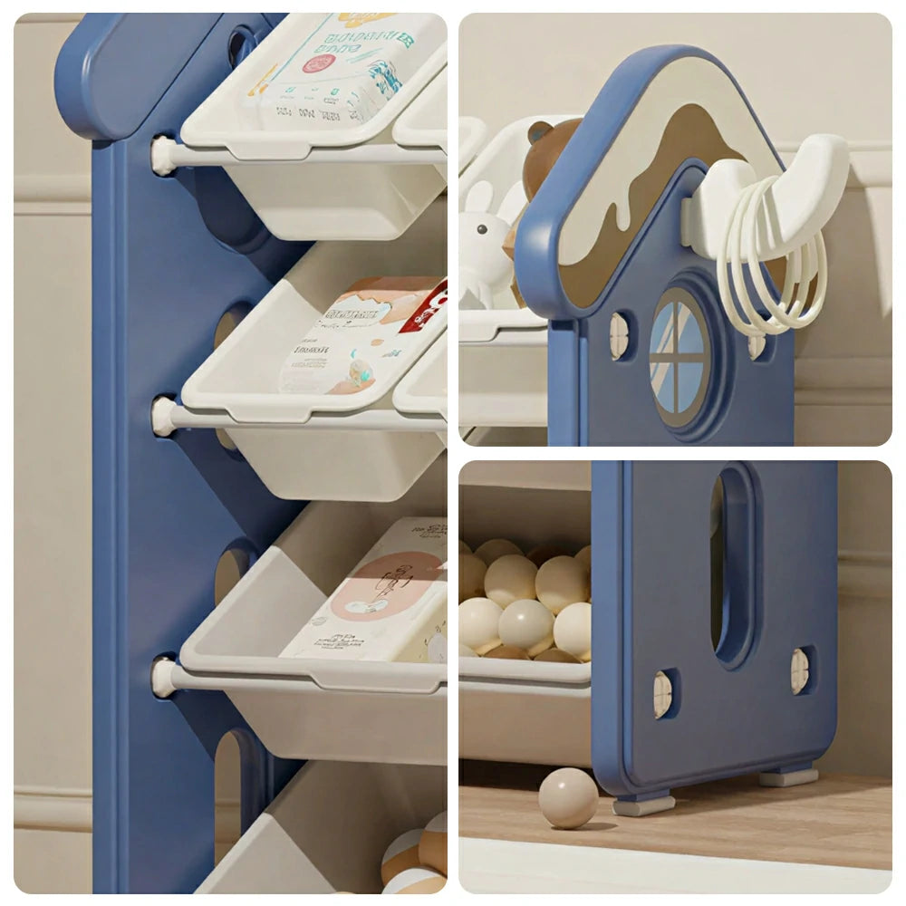LIVARA Kids Storage Cabinet with Large Capacity Classified Storage 98cm for Kids Room Bedroom and Living Room - Blue