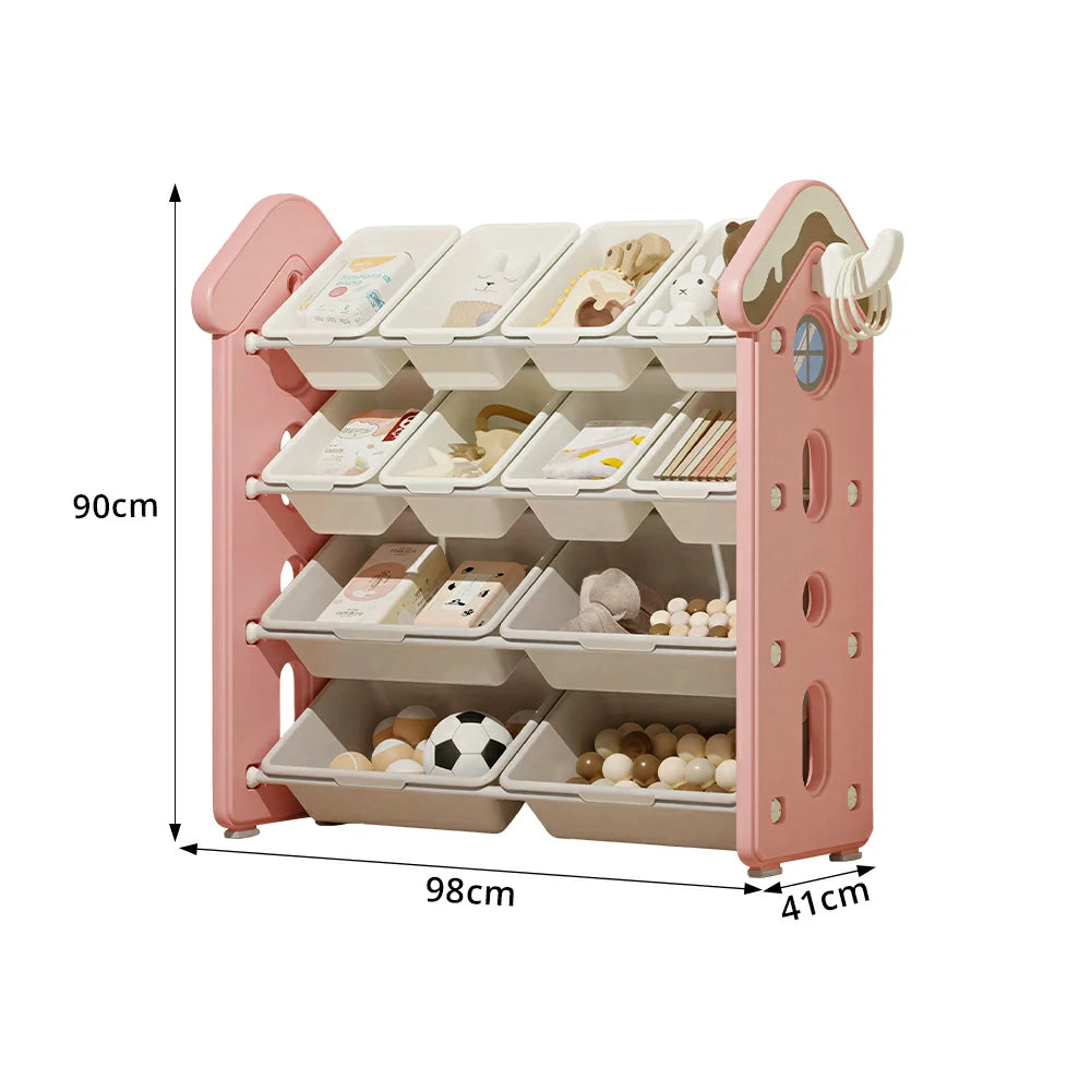 LIVARA Kids Storage Cabinet with Large Capacity Classified Storage 98cm for Kids Room Bedroom and Living Room - Pink