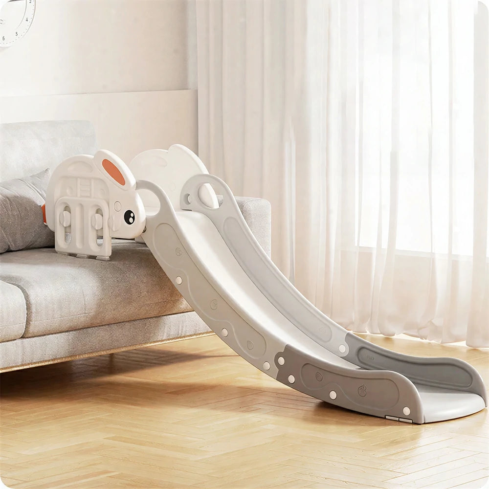 LIVARA Rabbit Shape Kids Indoor Slide with Adjustable Handrail and Anti-slip Design for Bedroom Living Room and Kids Room
